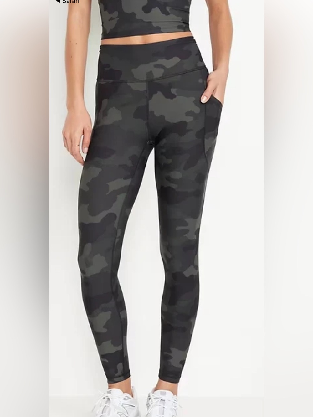 NWT Old Navy Women's High-Waisted PowerSoft 7/8 Leggings Green Camo Sz L Petite